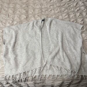 Gray Fringe Open Cardigan